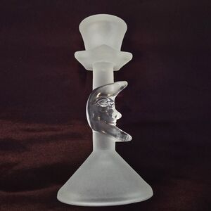 Celestial Frosted Glass Moon Candle Holder